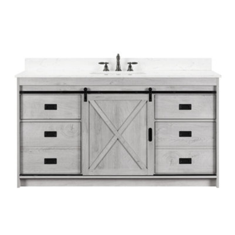 Jillian 60 Single Bathroom Vanity with Engineered Stone Top