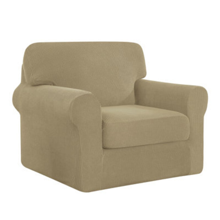 Manoel Elastic Textured Grid Combination Box Cushion Sofa Slipcover