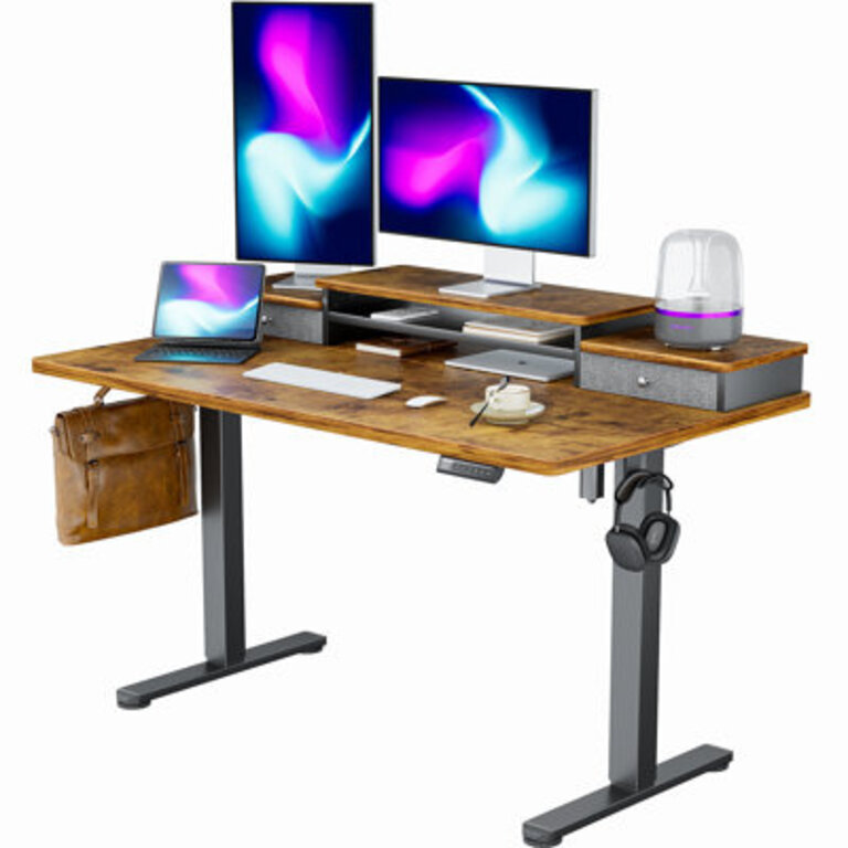 Electric Adjustable Height  Standing Desk Computer Table with Drawers