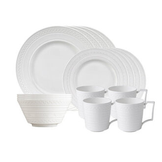 Intaglio 16 Piece Bone China Dinnerware Set - Service for 4