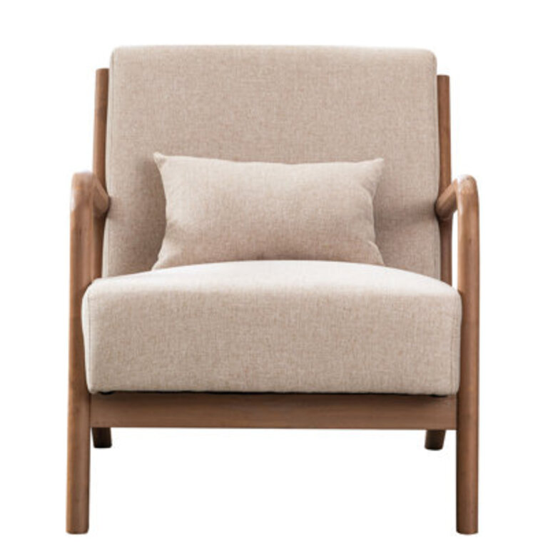 Hertford 26 Wide Mid Century Upholstered Solid Wood Accent Chair with an Extra Pillow