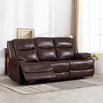 Elegant Manual Genuine Leather Recliner Sofa