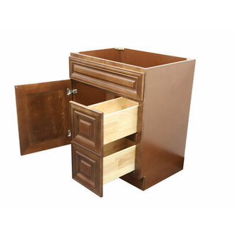 30 Bathroom Vanity Sink Base with Drawers Cabinet in Maple Walnut