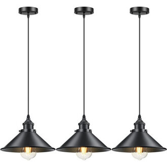 Vintage 1 - Light Hanging Pendant Lights Retro Pendant Light Fixtures with 1024 Metal ShadeSet of 3