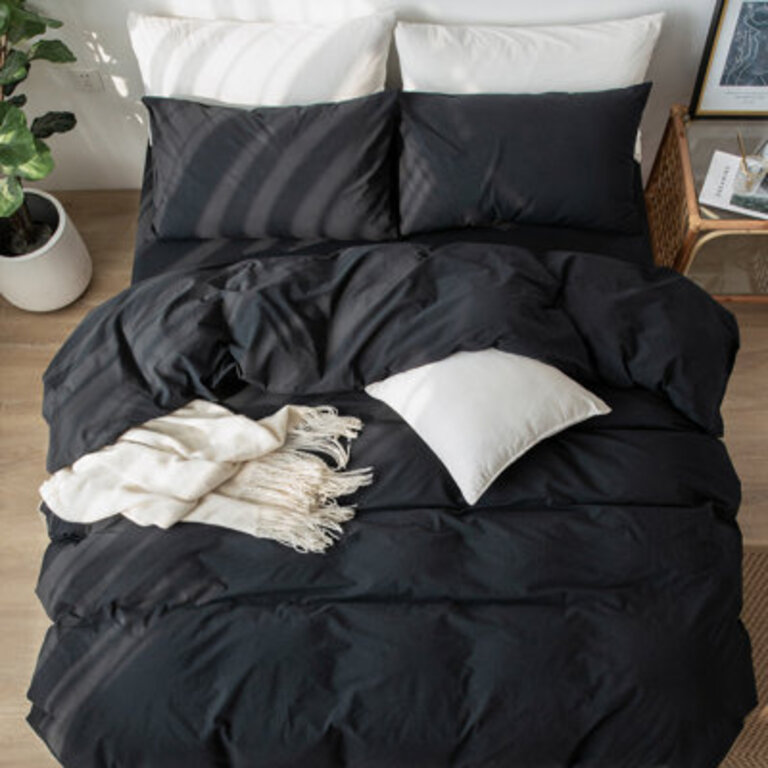 MooMee Duvet Cover Set 100 Washed Cotton Linen Like Textured Lightweight