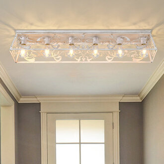 6 - Light 4528 Metal Farmhouse Dimmable Flush Mount