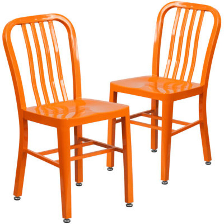 Akins IndoorOutdoor Commercial Grade Metal Modern Dining Chairs by Flash Furniture