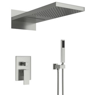 High-End Modern Luxury 3-Function Shower Faucet Set Complete Shower System with 22 x 9 Waterfall  Rainfall Shower Head Handheld Shower and Pressure Balancing Valve