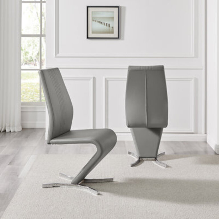 Wilhelm Faux Leather Chrome Feet Z Leg Dining Chairs Modern Design