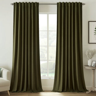 Dennan 100 Blackout Thermal Insulated Linen DrapesBack Tab Hooks Drapes Set of 2With Hooks