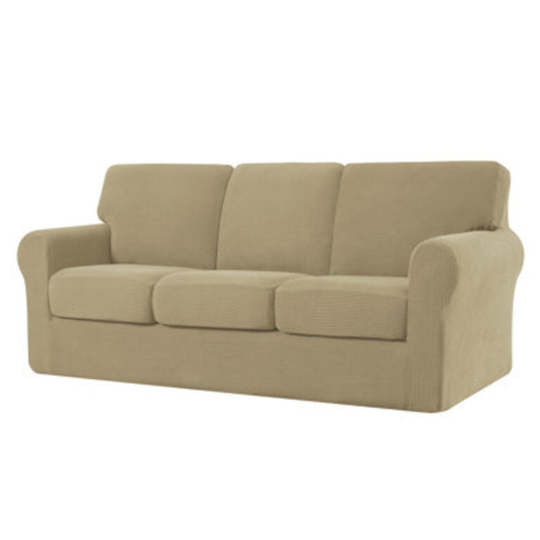 Manoel Elastic Textured Grid Combination Box Cushion Sofa Slipcover