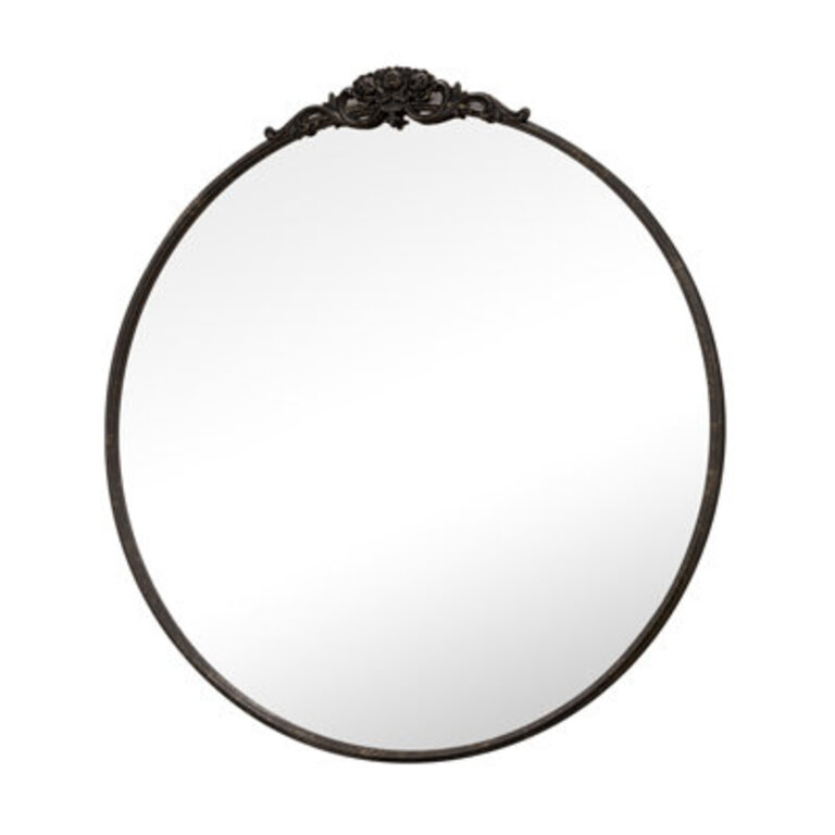 Stourbirdge Vintage Round Wall Mirror Decorative Accent Mirror with 12 Iron Frame for Christmas