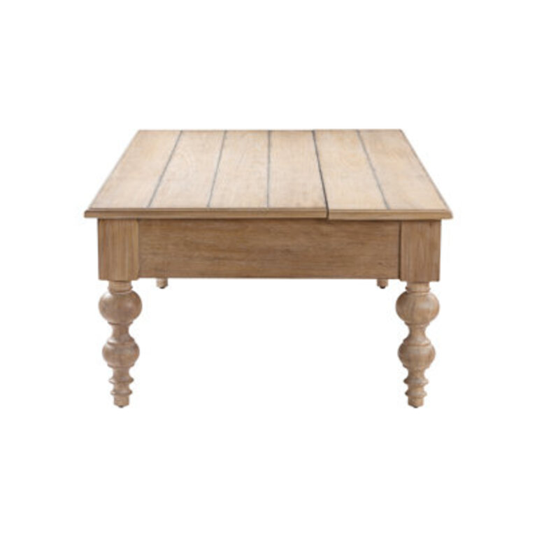 Aristidh 52W Solid Wood Base Rectangular Lift Top Coffee Table with Storage Shelf