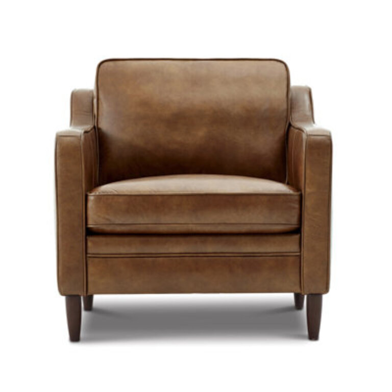 Ashtabula Genuine Leather Square Arm Accent Chair