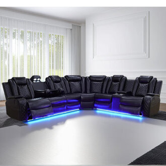 Shamla 3-Pieces 210Breathing Leather Power Reclining Theater SectionalLED Lighting