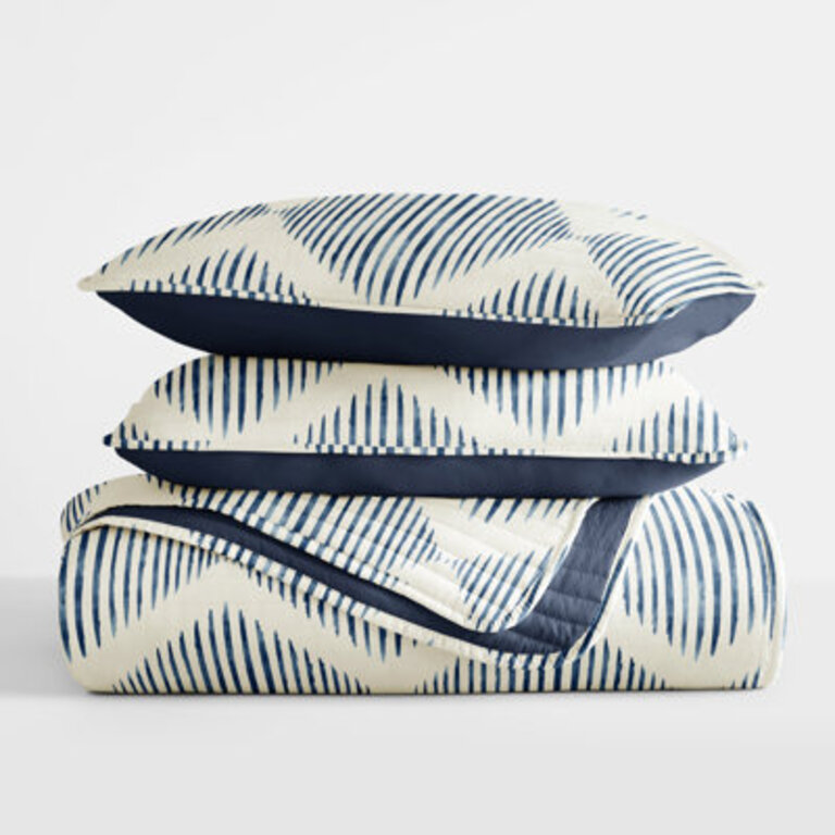Becky Cameron Microfiber Reversible Quilt Set NavyWhite