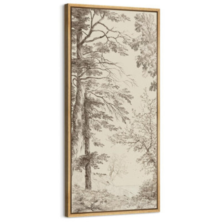 Detailed Branch Illustration with Landscape Modern Art