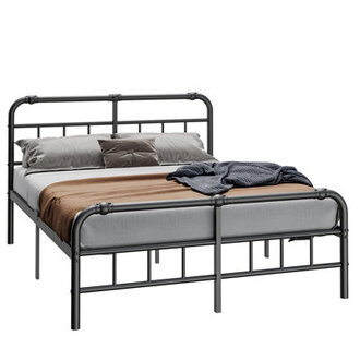Marple Bed With Headboard And Footboard No Box Spring Needed Heavy Duty Metal Platform Premium Steel Slat Mattress Foundation With Storage Noise Free Iron-Art Bed Frame