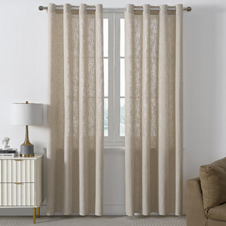 Draycott Polyester Linen Textured Light Filtering Semi-Sheer Grommet Curtain Pair