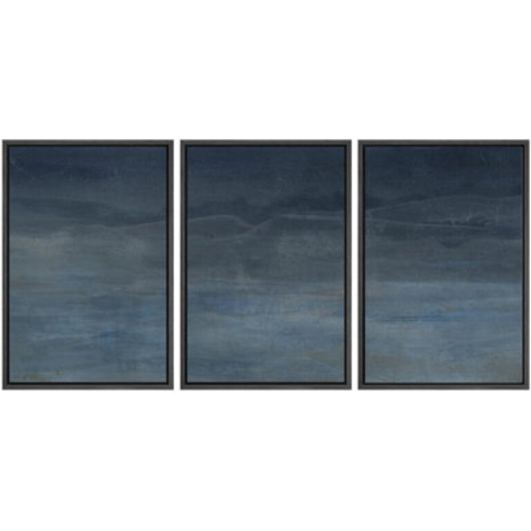 Abstract Blue Landscape Modern Minimalist Navy Blue And Gray Nature Wilderness Modern Cool  3 - Pieces on