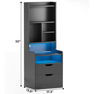 Charley-Marie 2 - Drawer Nightstand50 Tall Nightstand with Charging Station and LED Lights