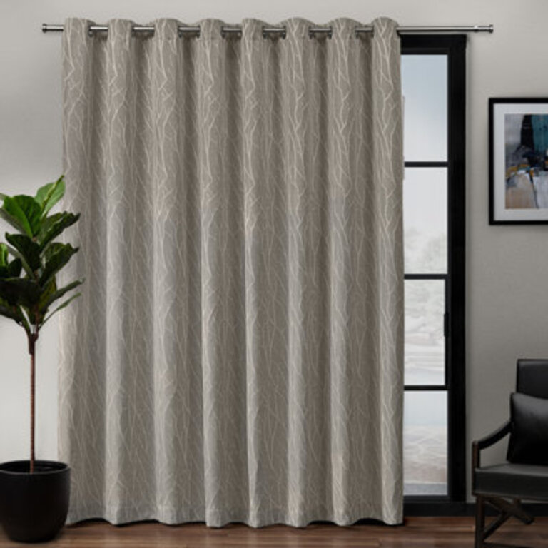 Prower Forest Hill Patio Woven Floral Room Darkening Thermal Grommet Single Curtain Panel