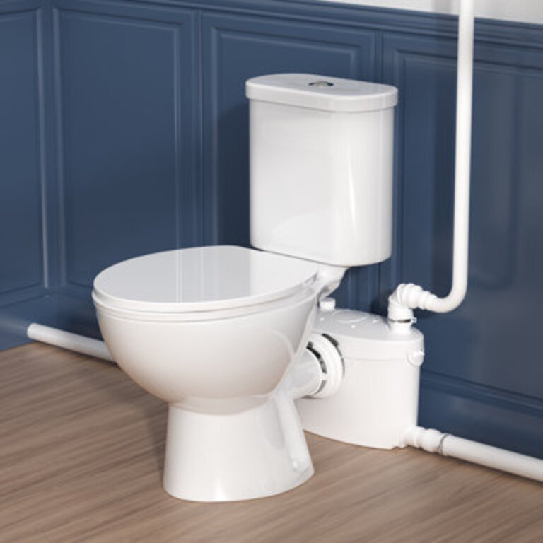 SUPERFLO Macerating Toilet with 600W Macerator Pump Upflush Toilet for Basement with 4 Water Inlet