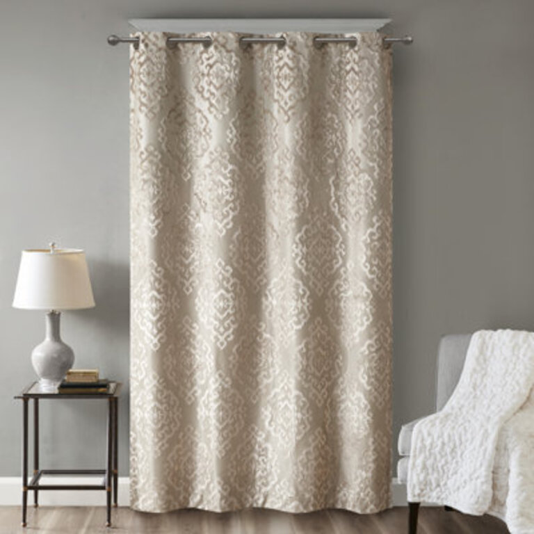 Mirage Damask Total Blackout Thermal Grommet Single Curtain Panel