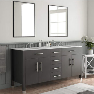 Kayelle 36x24 Rectangle Black Aluminum Alloy Thin Framed Wall-Mounted Vanity Mirror Set of 2