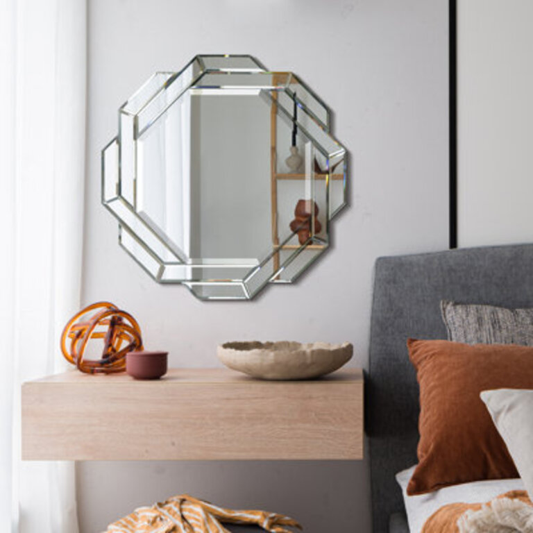 Interlaced 34 Round Beveled Framed Wall Mirror