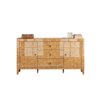 Adamarys Mid Century Modern Highgloss Burl Wood Sideboard