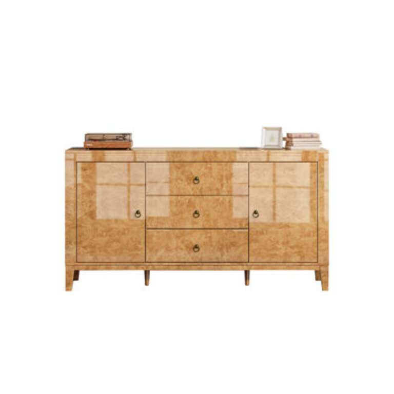 Adamarys Mid Century Modern Highgloss Burl Wood Sideboard