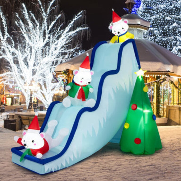 Polar Bear Slide Scene Decoration Blowup Christmas Inflatable
