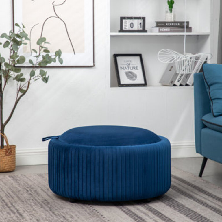Sonam Upholstered Round Storage Ottoman