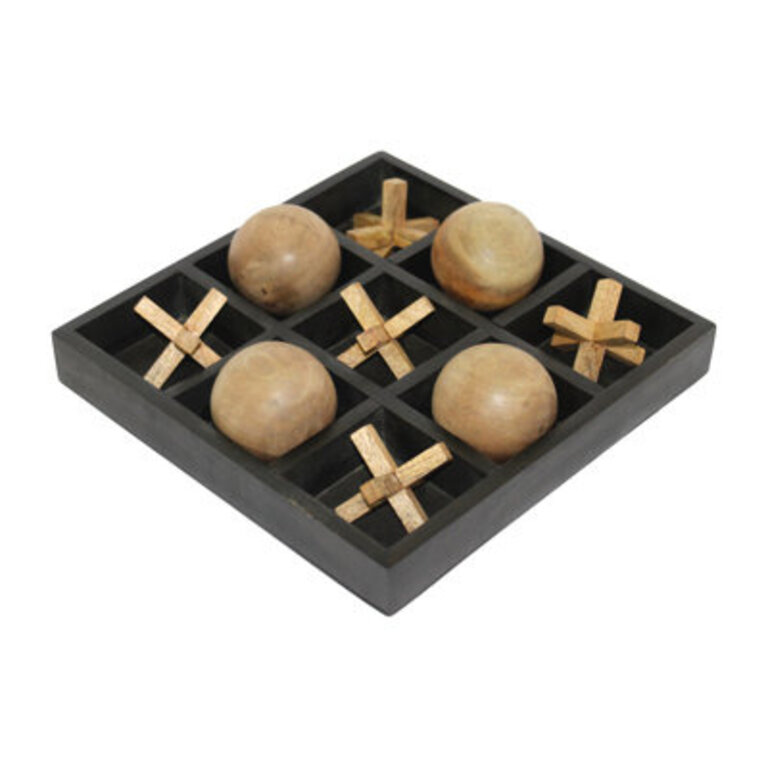 Ivianna Wood  Metal Tic-Tac-Toe Game - Mango Wood Pieces - 10 Black Board