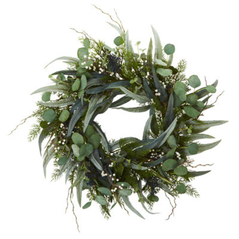 Eucalyptus and Mixed Artificial 24 Polyester Wreath