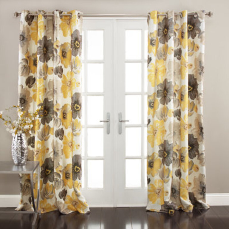 Leah Floral Room Darkening Thermal Curtain Panels