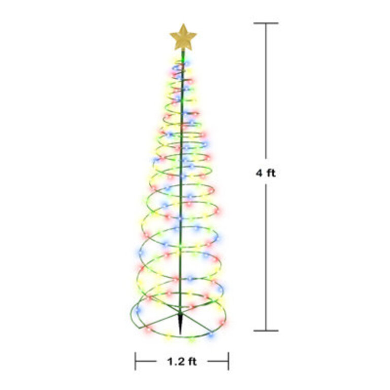 4ft Outdoor Solar Pre-Lit LED Spiral Christmas Tree - Holiday Decor Stake Light