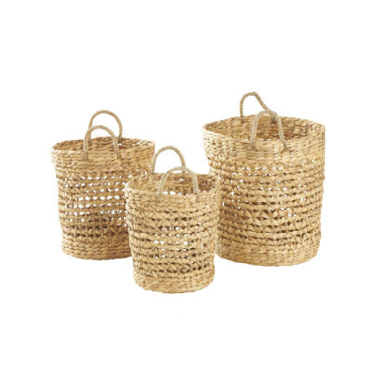 Seagrass Handmade Woven Decorative and Functional Storage Basket with Handles
