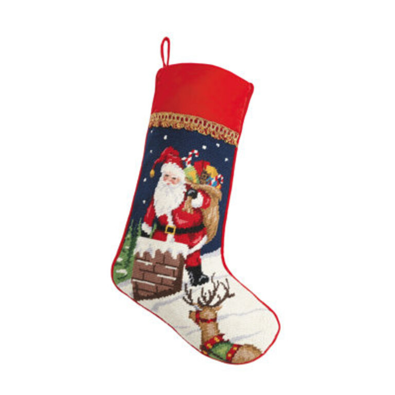 Leoncia Santa Chimney Needlepoint Stocking