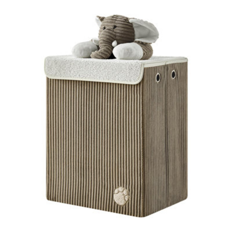 Collapsible Folding Corduroy Kids Plush Laundry Hamper Toy Storage - Gray Elephant