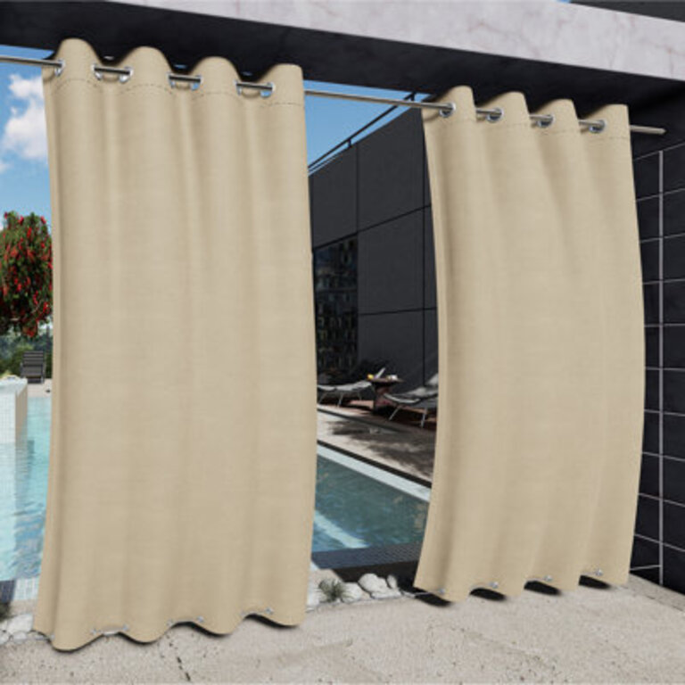 Abba Windproof Top  Bottom Grommet Outdoor Curtain Single Panel