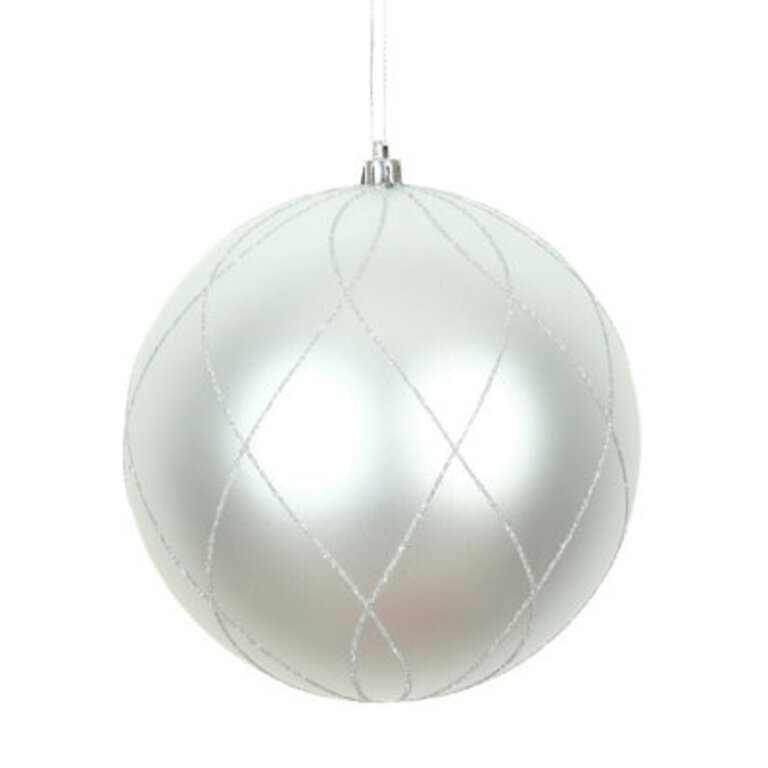 6 Matte and Glitter Swirl Ball Ornament