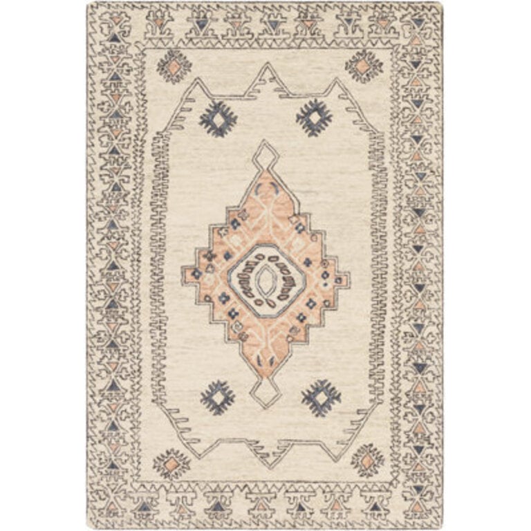 Moore Southwestern Hand Tufted Wool PeachDusty PinkIvoryLight Gray Area Rug