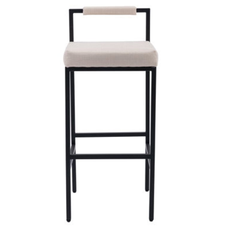 Lis Modern Bar Stools Upholstered Bar Height Barstools with Low Back and Metal Frame Couter Tall Bar Chairs Industrial Island Chairs for KitchenPub