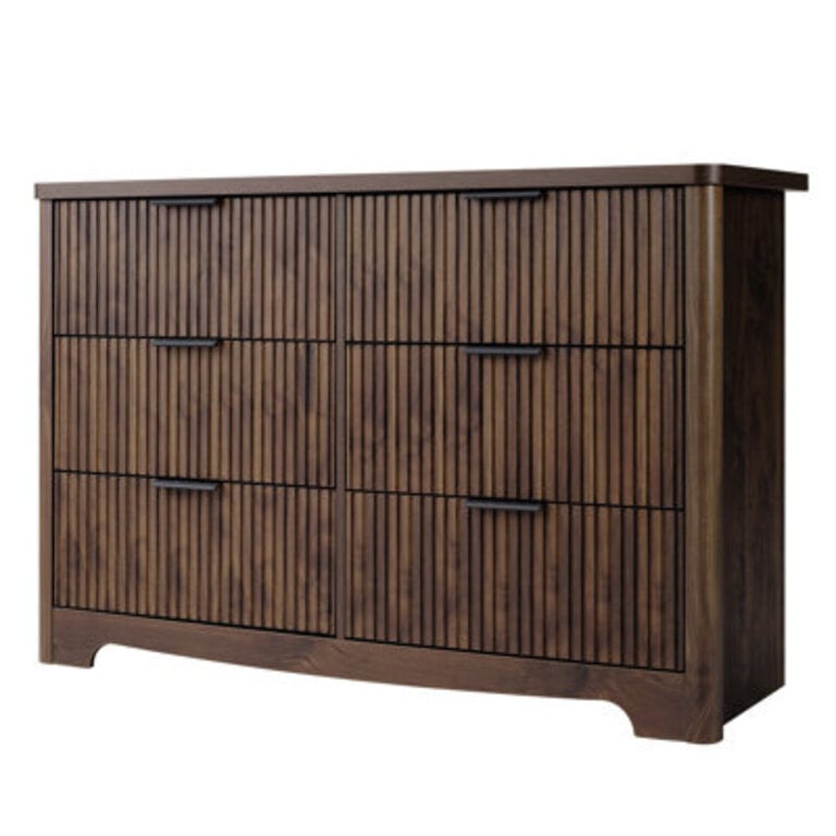 Jahree  6 Drawers Fluted Dresser  Wood Chest of Drawers for Bedroom Living room Dressing room Hallway