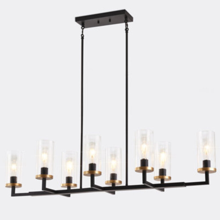 Alamin 8 - Light Dimmable Chandelier Black Farmhouse Chandelier Kitchen Island Chandelier Dining Room Light Fixtures over Table