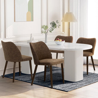 Upholstered Solid Wood Small Dining Chairs - Ergonomic Curve  Plush Padding for Multiple Spaces