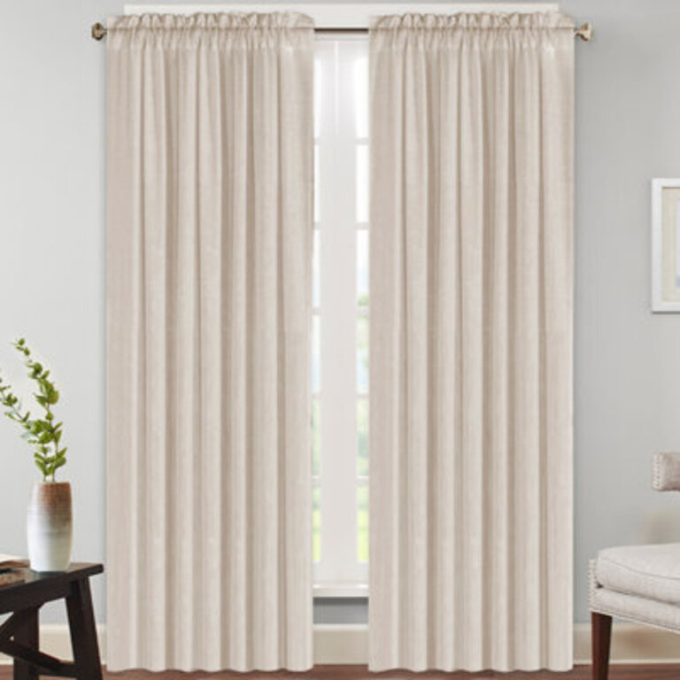 Joe Solid Natural Linen Blended Semi-Sheer Window Treatments Panels for Living Room Rod Pocket Light Filtering Curtain Drapes