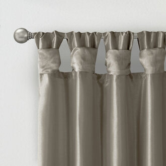 Rivau Faux Silk Lined Twist Tab Single Window Curtain Panel with Privacy Lining Room Darkening